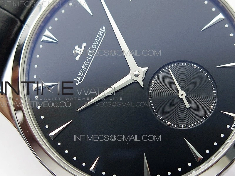 Master Ultra Thin Small Second SS ZF 1:1 Best Edition Black Dial on Black Leather Strap A896