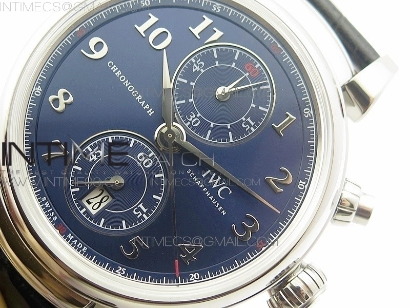 Da Vinci IW393402 SS ZF 1:1 Best Edition Blue Dial SS A7750 On Black Leather Strap