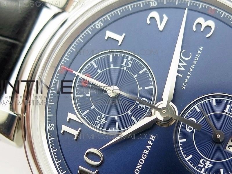 Da Vinci IW393402 SS ZF 1:1 Best Edition Blue Dial SS A7750 On Black Leather Strap