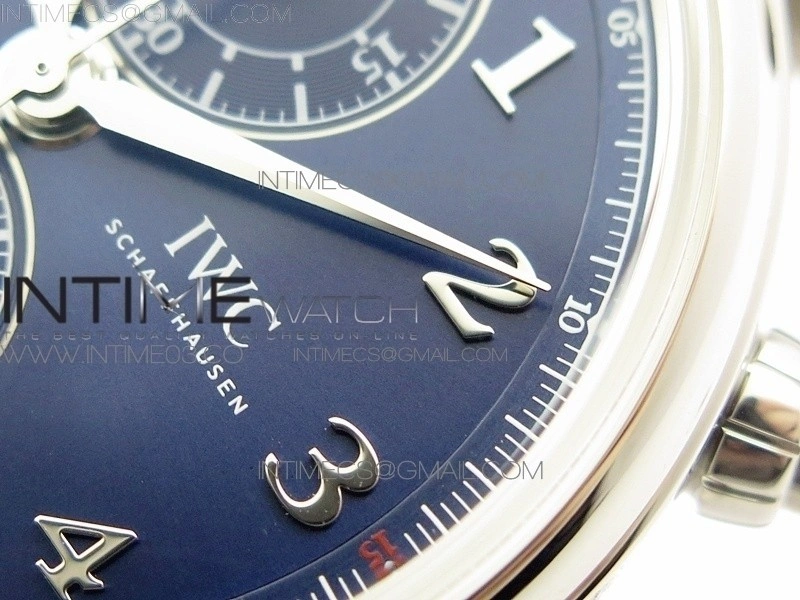 Da Vinci IW393402 SS ZF 1:1 Best Edition Blue Dial SS A7750 On Black Leather Strap