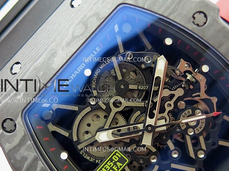RM035-01 Black Carbon ZF Best Edition Skeleton Dial On Black Rubber Strap Super Clone RMUL2