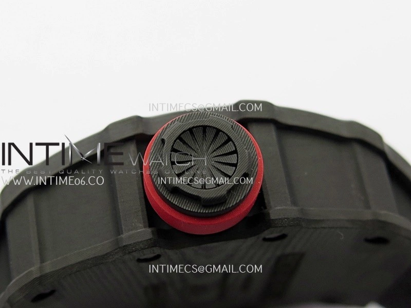 RM035-01 Black Carbon ZF Best Edition Skeleton Dial On Black Rubber Strap Super Clone RMUL2