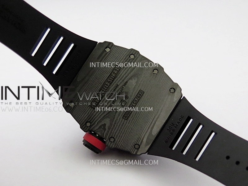 RM035-01 Black Carbon ZF Best Edition Skeleton Dial On Black Rubber Strap Super Clone RMUL2
