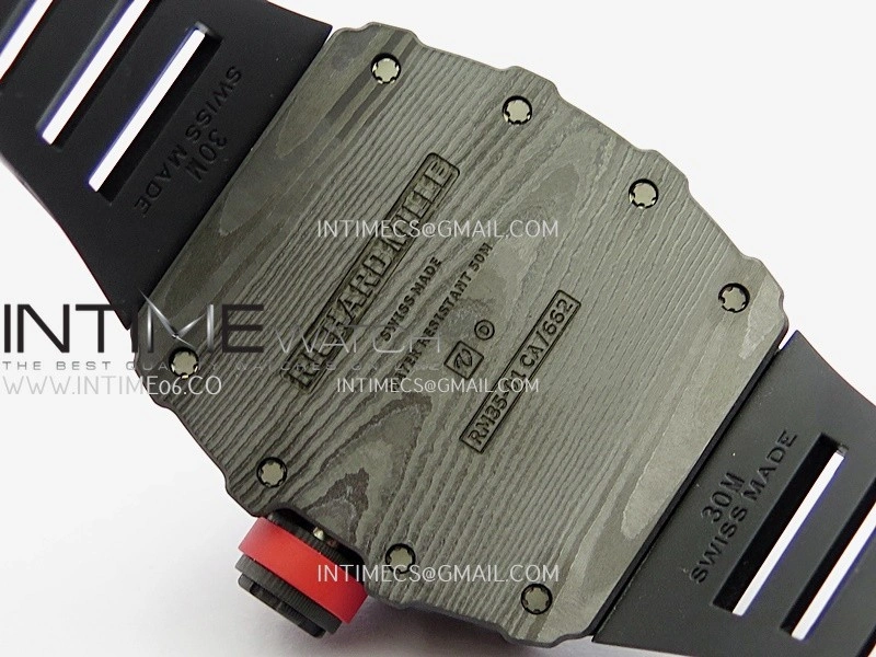 RM035-01 Black Carbon ZF Best Edition Skeleton Dial On Black Rubber Strap Super Clone RMUL2
