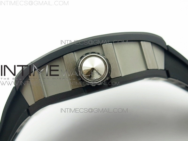 RM051 Real Black Ceramic Case KVF Best Edition Skeleton Dial on White Rubber Strap MIYOTA8215