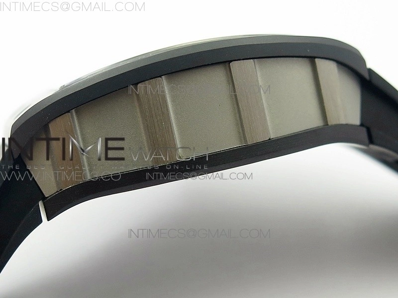 RM051 Real Black Ceramic Case KVF Best Edition Skeleton Dial on White Rubber Strap MIYOTA8215
