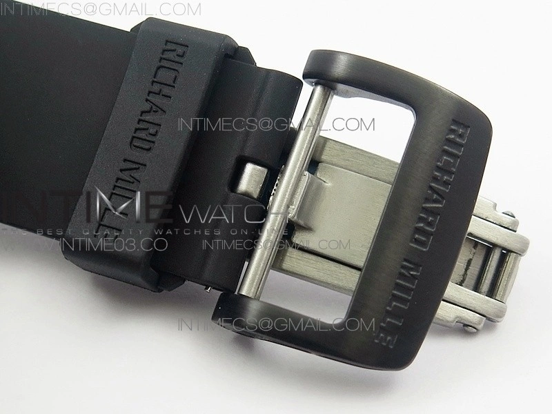 RM051 Real Black Ceramic Case KVF Best Edition Skeleton Dial on White Rubber Strap MIYOTA8215
