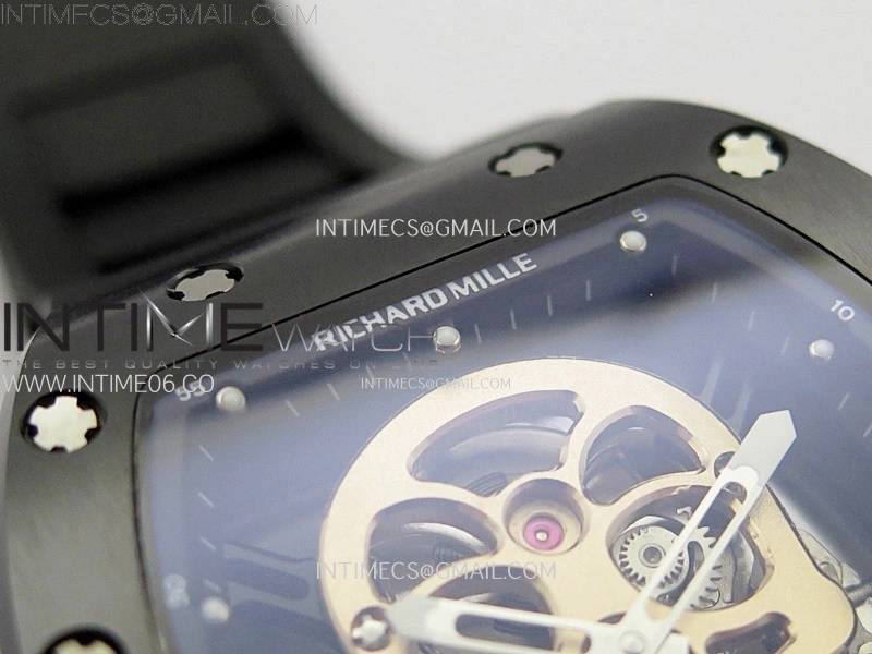RM052 Skull Black Ceramic Real Tourbillon YSF 1:1 Best Edition Skull Dial on Black Rubber Strap