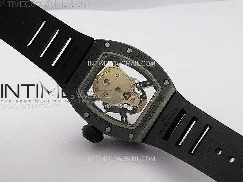 RM052 Skull Black Ceramic Real Tourbillon YSF 1:1 Best Edition Skull Dial on Black Rubber Strap