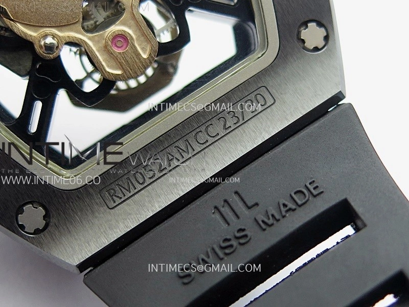 RM052 Skull Black Ceramic Real Tourbillon YSF 1:1 Best Edition Skull Dial on Black Rubber Strap