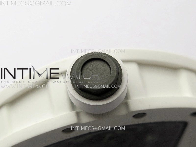 RM055 White Ceramic Black Inner RMF Best Edition Skeleton Dial On White Rubber Strap RMUL2 Super Clone