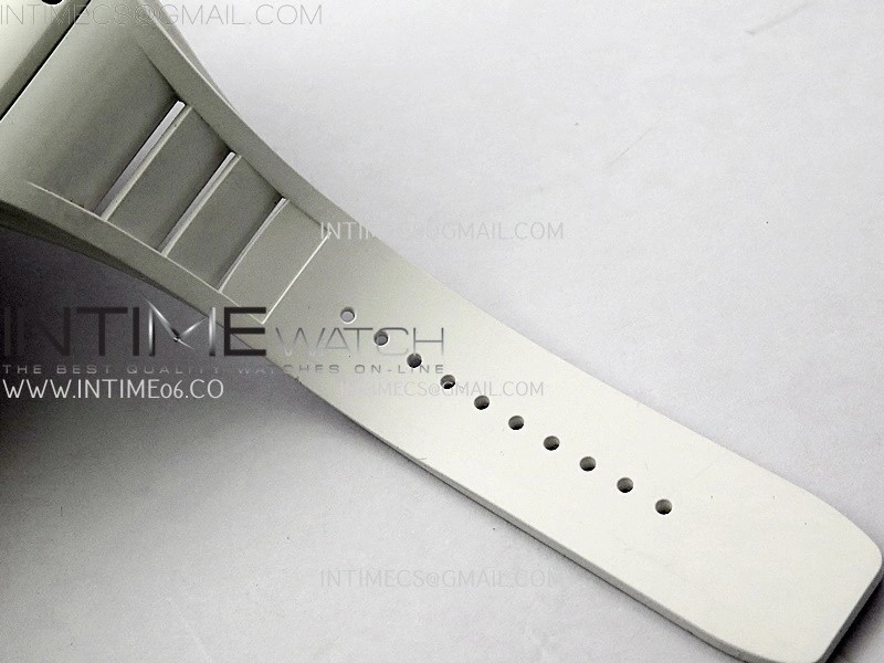 RM055 White Ceramic Black Inner RMF Best Edition Skeleton Dial On White Rubber Strap RMUL2 Super Clone