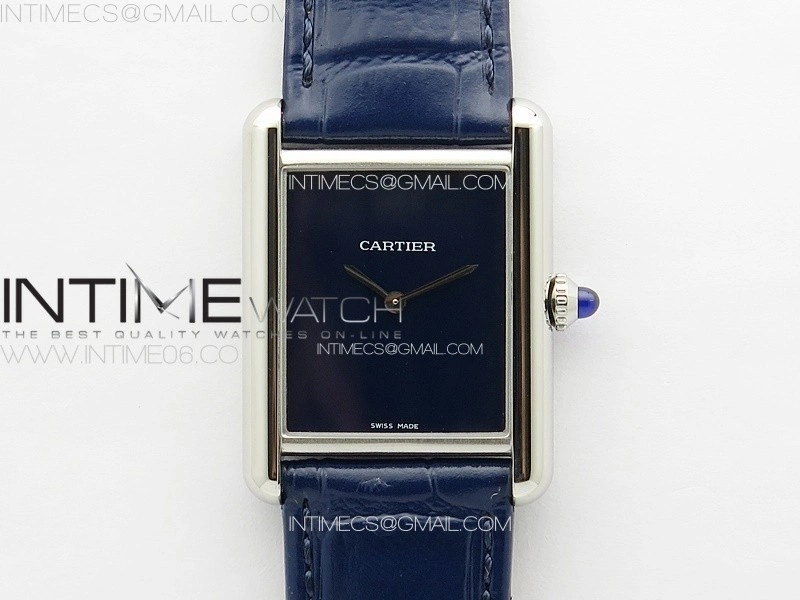 Tank Louis Ladies 25mm SS 8848F 1:1 Best Edition Blue Dial on Blue Leather Strap Ronda Quartz