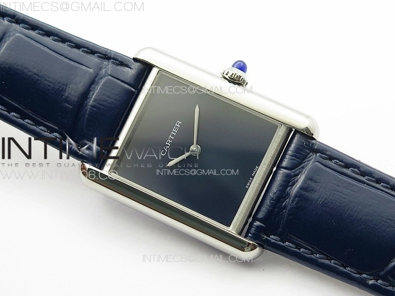 Tank Louis Ladies 25mm SS 8848F 1:1 Best Edition Blue Dial on Blue Leather Strap Ronda Quartz
