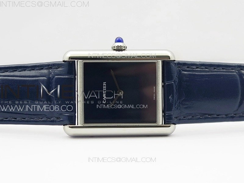 Tank Louis Ladies 25mm SS 8848F 1:1 Best Edition Blue Dial on Blue Leather Strap Ronda Quartz