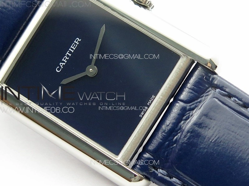 Tank Louis Ladies 25mm SS 8848F 1:1 Best Edition Blue Dial on Blue Leather Strap Ronda Quartz