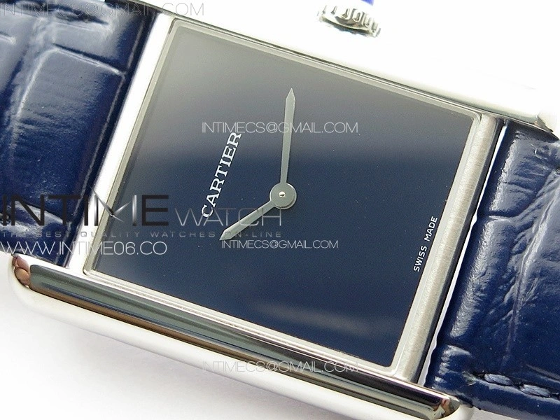 Tank Louis Ladies 25mm SS 8848F 1:1 Best Edition Blue Dial on Blue Leather Strap Ronda Quartz
