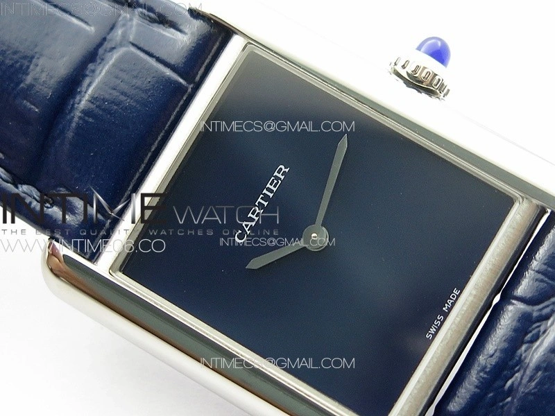 Tank Louis Ladies 25mm SS 8848F 1:1 Best Edition Blue Dial on Blue Leather Strap Ronda Quartz