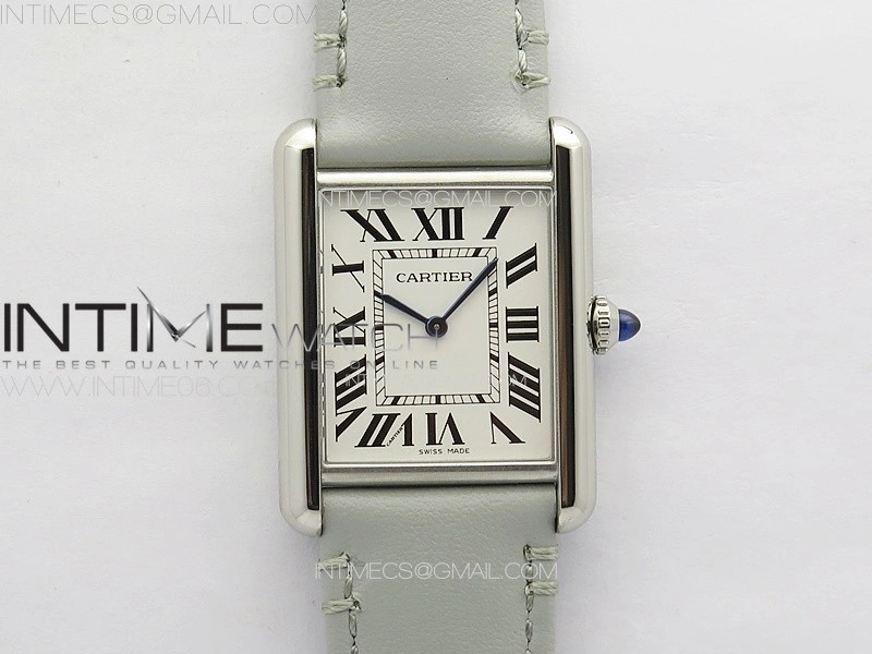Tank Louis Ladies 25mm SS 8848F 1:1 Best Edition White Dial on GrayLeather Strap Ronda Quartz