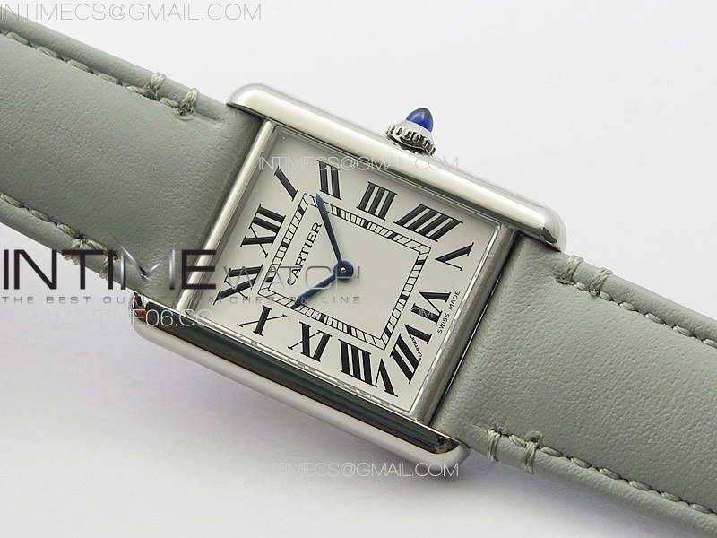 Tank Louis Ladies 25mm SS 8848F 1:1 Best Edition White Dial on GrayLeather Strap Ronda Quartz