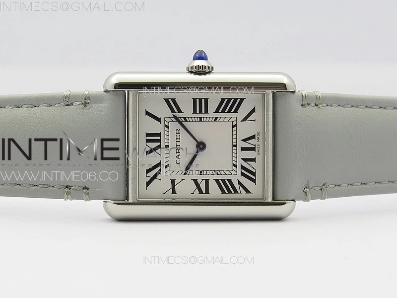Tank Louis Ladies 25mm SS 8848F 1:1 Best Edition White Dial on GrayLeather Strap Ronda Quartz
