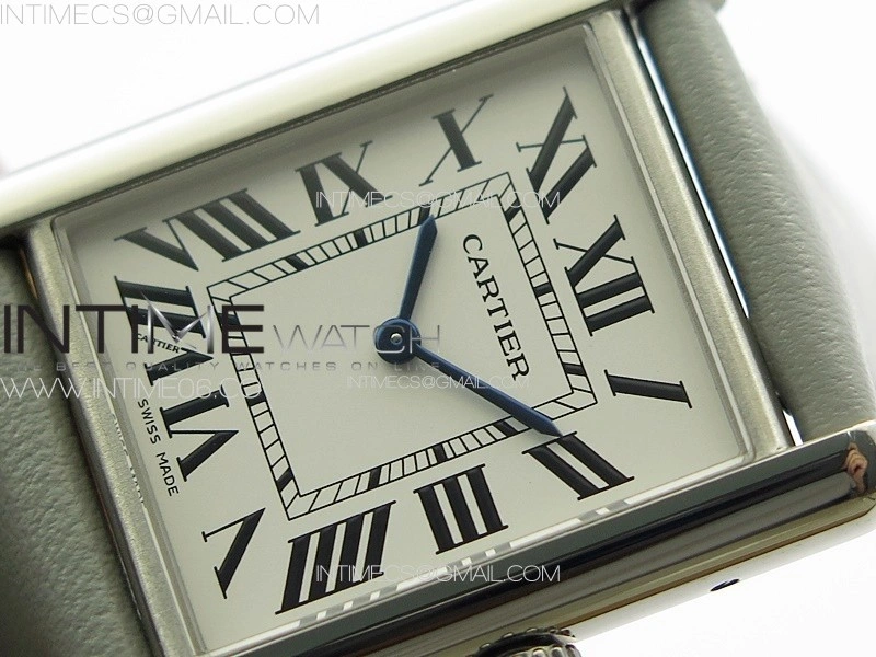 Tank Louis Ladies 25mm SS 8848F 1:1 Best Edition White Dial on GrayLeather Strap Ronda Quartz