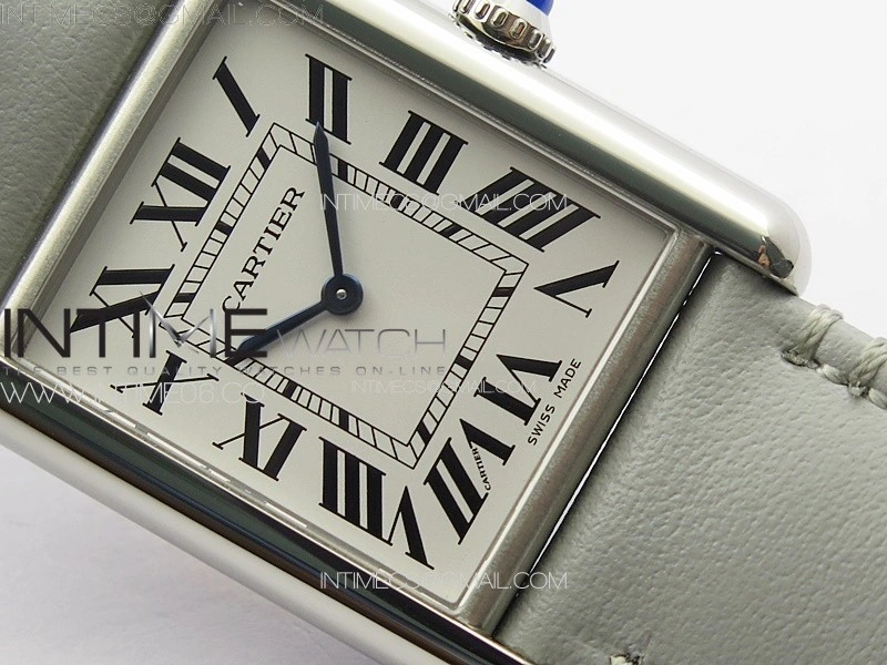 Tank Louis Ladies 25mm SS 8848F 1:1 Best Edition White Dial on GrayLeather Strap Ronda Quartz