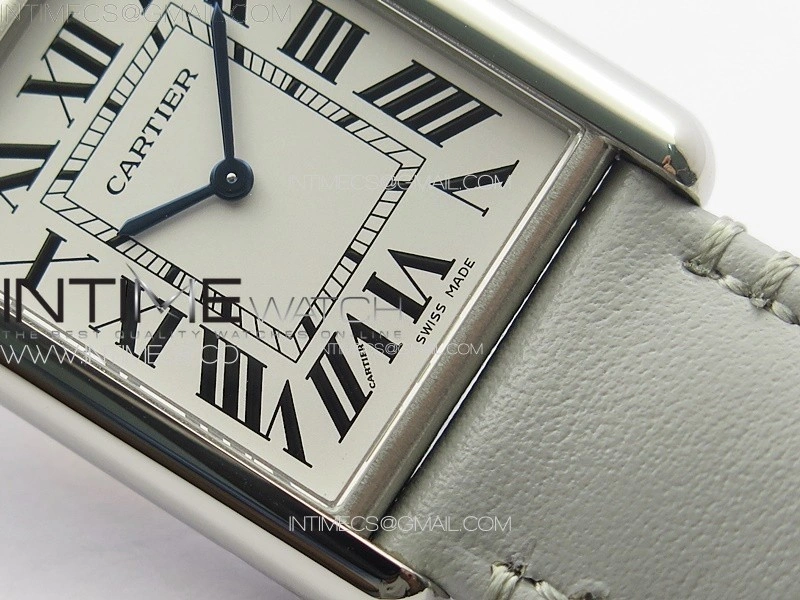Tank Louis Ladies 25mm SS 8848F 1:1 Best Edition White Dial on GrayLeather Strap Ronda Quartz