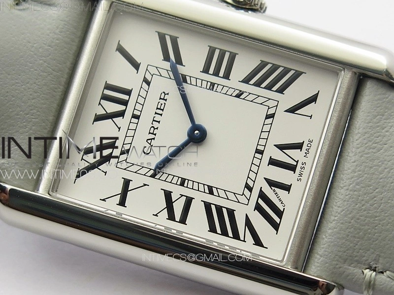 Tank Louis Ladies 25mm SS 8848F 1:1 Best Edition White Dial on GrayLeather Strap Ronda Quartz