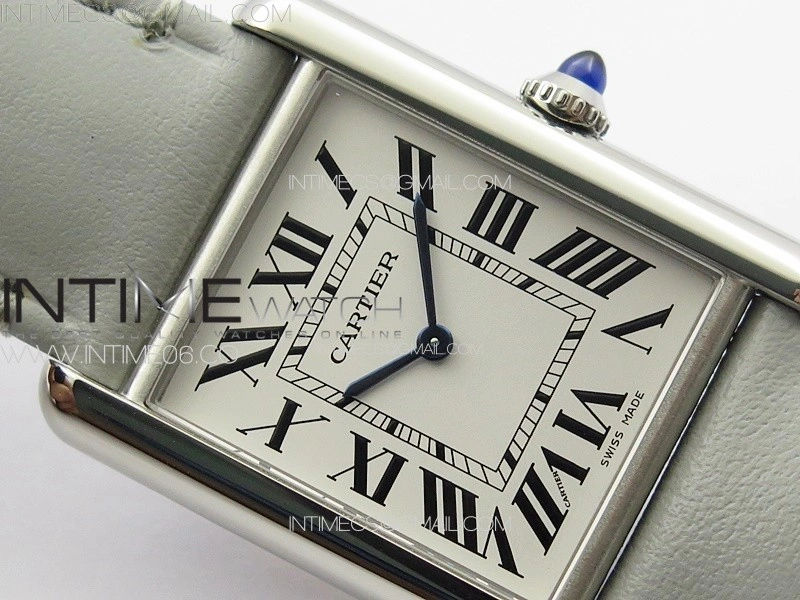 Tank Louis Ladies 25mm SS 8848F 1:1 Best Edition White Dial on GrayLeather Strap Ronda Quartz
