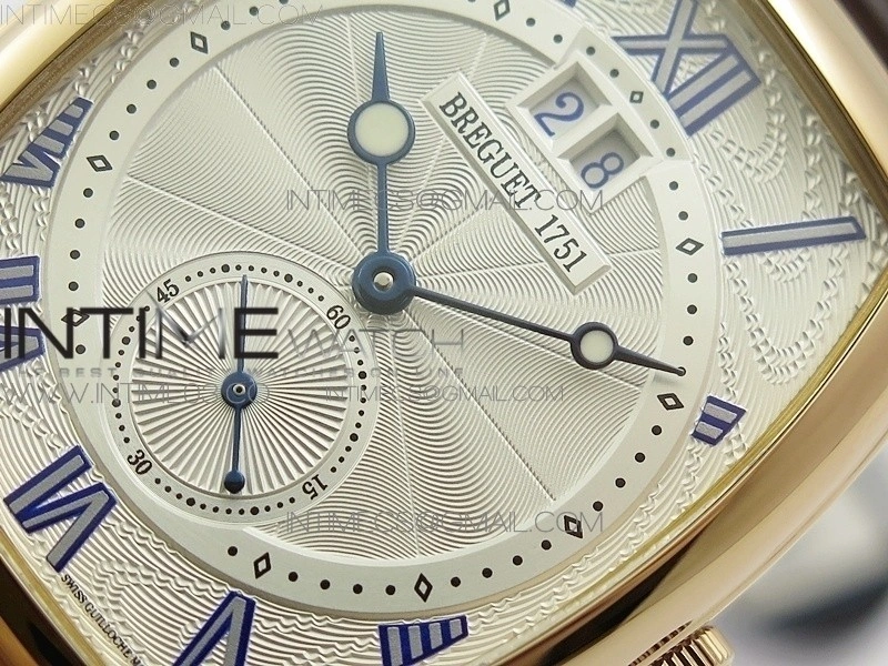 Heritage @12 big date RG HGF White Dial Blue Roman Markers on Brown Leather Strap A23J