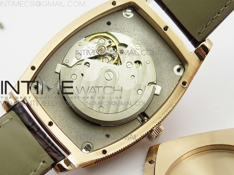 Heritage @12 big date RG HGF White Dial Blue Roman Markers on Brown Leather Strap A23J