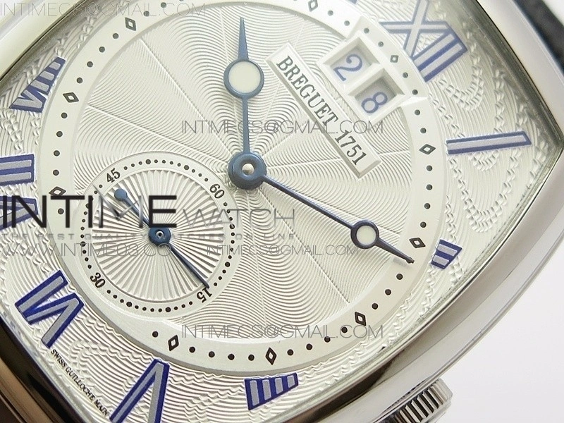 Heritage @12 big date SS HGF White Dial Blue Roman Markers on Black Leather Strap A23J