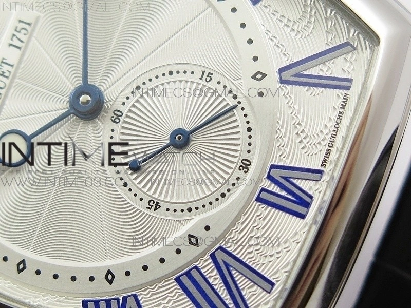 Heritage @12 big date SS HGF White Dial Blue Roman Markers on Black Leather Strap A23J