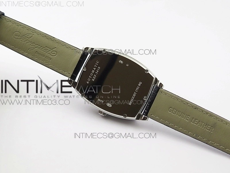 Heritage @12 big date SS HGF White Dial Blue Roman Markers on Black Leather Strap A23J