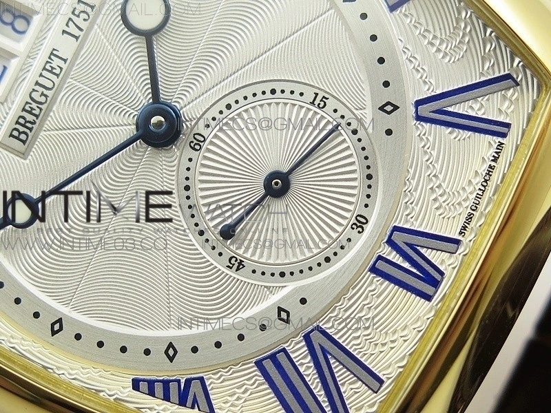 Heritage @12 big date YG HGF White Dial Blue Roman Markers on Brown Leather Strap A23J