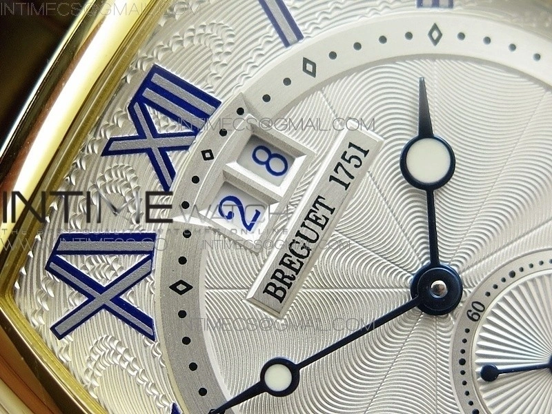 Heritage @12 big date YG HGF White Dial Blue Roman Markers on Brown Leather Strap A23J