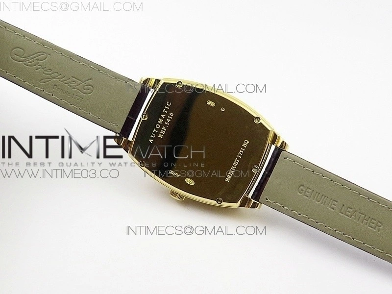 Heritage @12 big date YG HGF White Dial Blue Roman Markers on Brown Leather Strap A23J