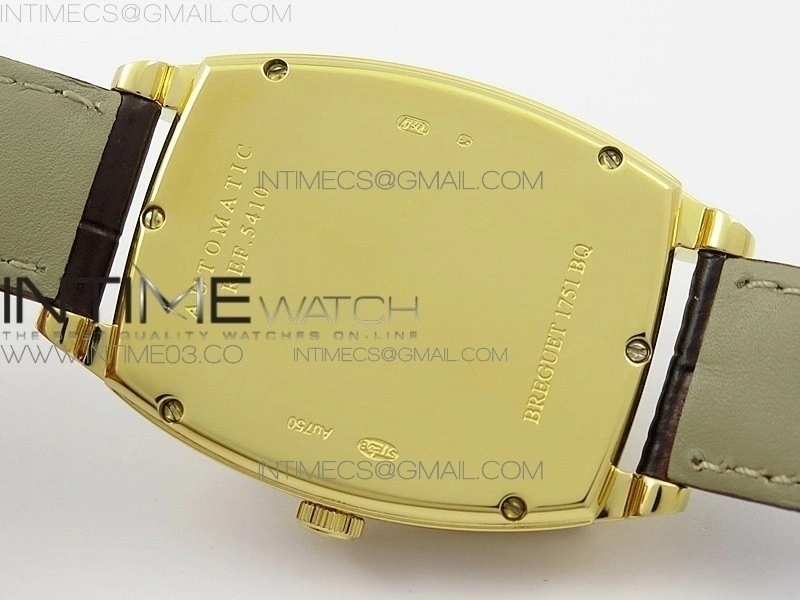 Heritage @12 big date YG HGF White Dial Blue Roman Markers on Brown Leather Strap A23J