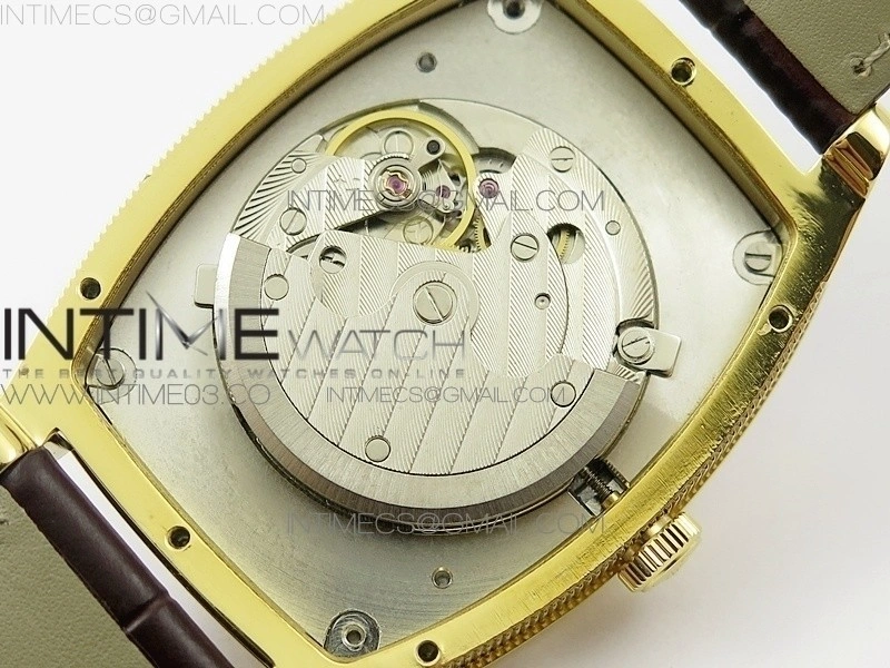 Heritage @12 big date YG HGF White Dial Blue Roman Markers on Brown Leather Strap A23J