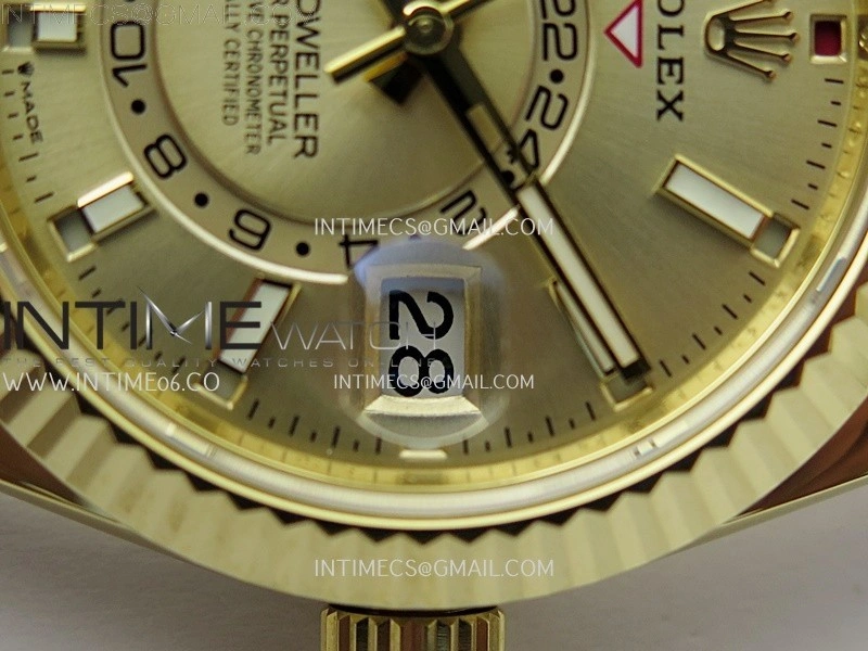 Sky-Dweller 336238 Gain Weight YG ZF 1:1 Best Edition Gold Dial On Oysterflex Rubber Strap Asian 2824