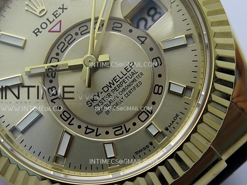 Sky-Dweller 336238 Gain Weight YG ZF 1:1 Best Edition Gold Dial On Oysterflex Rubber Strap Asian 2824