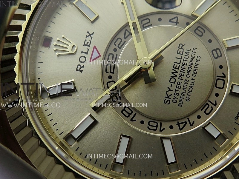 Sky-Dweller 336238 Gain Weight YG ZF 1:1 Best Edition Gold Dial On Oysterflex Rubber Strap Asian 2824