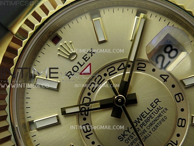 Sky-Dweller 336238 Gain Weight YG ZF 1:1 Best Edition Gold Dial On Oysterflex Rubber Strap Asian 2824