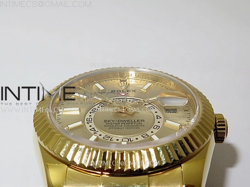 Sky-Dweller 336238 Gain Weight YG ZF 1:1 Best Edition Gold Dial On Oysterflex Rubber Strap Asian 2824
