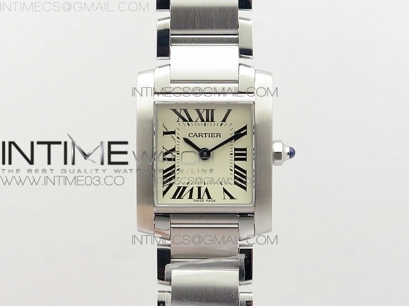 Tank Francaise Ladies 25mm SS 8848F 1:1 Best Edition White Dial on SS Bracelet Ronda Quartz