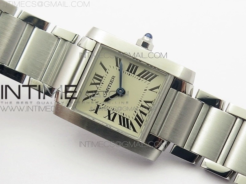 Tank Francaise Ladies 25mm SS 8848F 1:1 Best Edition White Dial on SS Bracelet Ronda Quartz