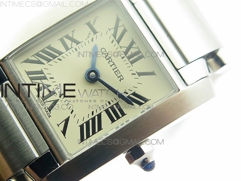 Tank Francaise Ladies 25mm SS 8848F 1:1 Best Edition White Dial on SS Bracelet Ronda Quartz
