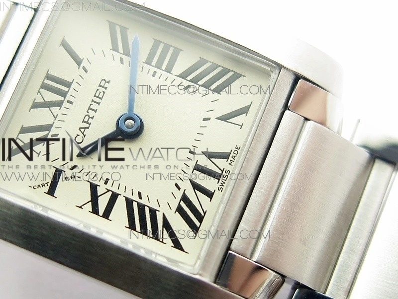 Tank Francaise Ladies 25mm SS 8848F 1:1 Best Edition White Dial on SS Bracelet Ronda Quartz