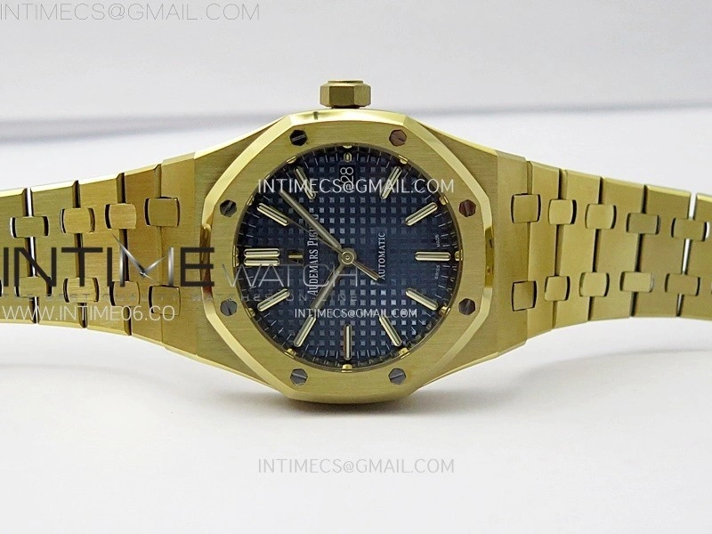 Royal Oak 37mm 15450 YG IPF 1:1 Best Edition Blue Dial on YG Bracelet SA3120 Super Clone